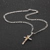 Silver Plated Cross with Rose Pendant Necklace