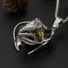 925 Sterling Silver Skull and Dragon Pendant Only