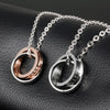 Couple Titanium with Cubic Zirconia Pendant Necklace Matching Set