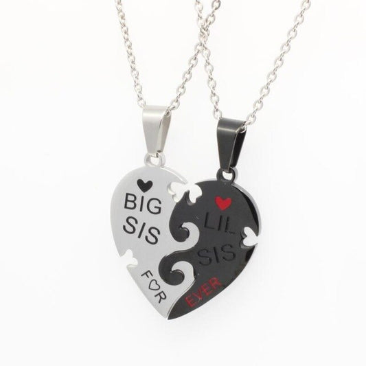 Stainless Steel Forever Sister Pendant Necklace Set