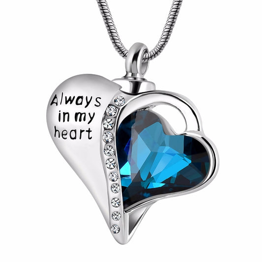 Dual Heart Austrian Crystal with Cubic Zirconia Cremation Pendant Memorial Jewelry