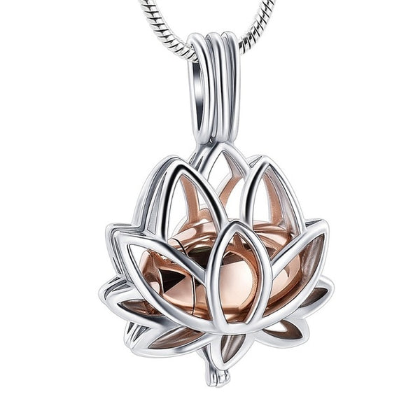 Lotus Flower Cremation Pendant Keepsake Necklace