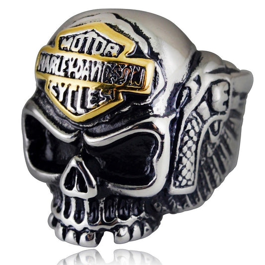 Stainless Steel Punk Rock Skull Ring for Men