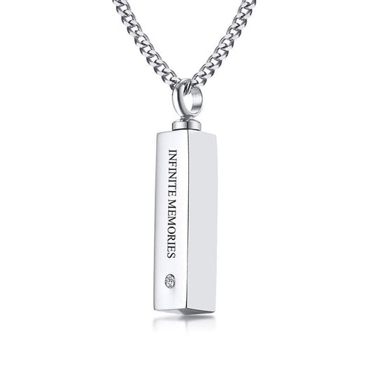 Black Bar with Cubic Zirconia Ash Pendant Necklace