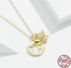 925 Sterling Silver Gold Queen Bee with Cubic Zirconia Pendant Necklace