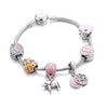Pink Austrian Crystal Beads Charm Bracelet