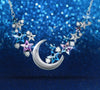 Moon Embellished with Sparkling Swarovski Crystals Pendant Necklace
