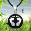 Black Pendant with Baby Feet String Necklace