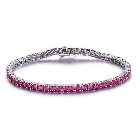 Birthstone Link Chain 925 Sterling Silver Bracelet