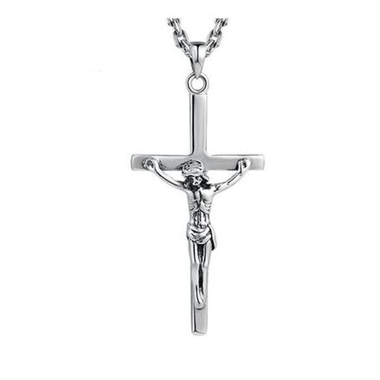 Jesus Cross Crussifix 925 Sterling Silver Vintage Pendant Necklace