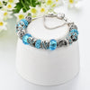 Blue Flower & Crystal Beads Charm Bracelet