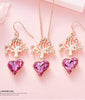 Crystal Heart & Fashion Tree Rose Gold Necklace & Earrings Jewelry Set