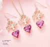 Crystal Heart & Fashion Tree Rose Gold Necklace & Earrings Jewelry Set