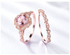 Rose Gold Morganite & Cubic Zirconia 925 Sterling Silver Wedding Band