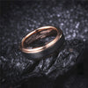 Brushed Matte Black Tungsten Carbide with Rose Gold Plated Edges Wedding Ring Set