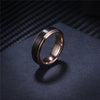 Brushed Matte Black Tungsten Carbide with Rose Gold Plated Edges Wedding Ring Set