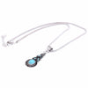 Tibetan Silver Crystal & Turquoise Chain Pendant Necklace & Earrings Jewelry Set