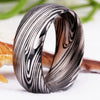 8mm & 6mm Damascus Steel Tungsten Carbide Wedding Band Set