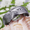 8mm & 6mm Damascus Steel Tungsten Carbide Wedding Band Set