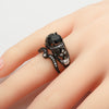 Black Skull Round Cubic Zirconia Engagement Ring Set