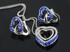 Rhinestone Double Heart Necklace, Bracelet & Earrings Jewelry Set