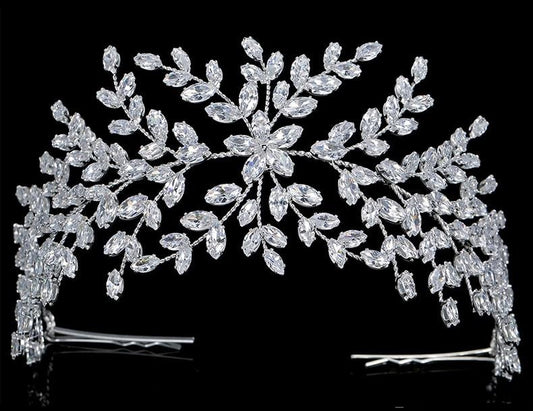 Cubic Zirconia Soft Luxury Silver Wedding, Pageant Tiara