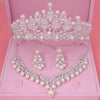 Crystal, Pearl and Rhinestone Tiara, Necklace & Earrings Jewelry Set