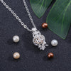 Crystal Ball and Pearl Locket Owl Pendant Necklace