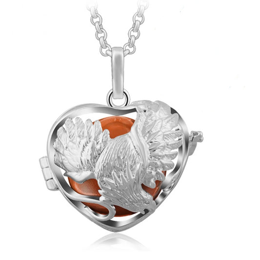 Harmony Ball Flying Eagle Heart Pendant Necklace