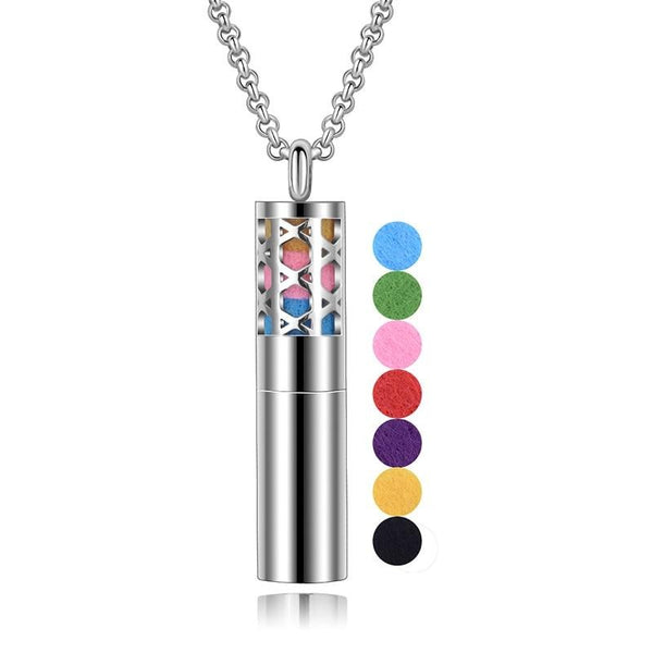 Cylindrical Aromatherapy Essential Oil Stainless Steel Pendant Jewelry