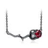 Black Crystal Rose Sideways Necklace & Earrings Jewelry Set