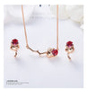 Black Crystal Rose Sideways Necklace & Earrings Jewelry Set