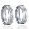 His & Hers Wedding Bands – Polished Titanium Steel and Cubic Zirconia Rings Set