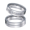 His & Hers Wedding Bands – Polished Titanium Steel and Cubic Zirconia Rings Set