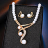 Twisted Pearl & Crystal Necklace & Earrings Jewelry Set