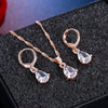 Water Drop Cubic Zirconia Fashion Necklace & Earring Jewelry Set