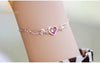 Romantic Angel Wings and Cubic Zirconia Heart Silver Bracelet