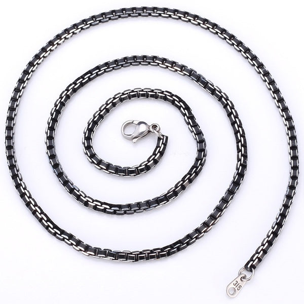 Black Alloy Box-Link Chain Collar Necklace