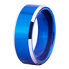 8mm Polished Surface with Silver Edges Tungsten Carbide Wedding Bands
