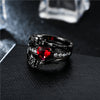 Punk Skull Crystal Heart Wedding Ring