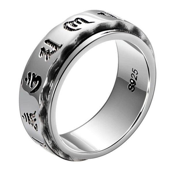 Six Words Mantra Spinner 925 Sterling Silver Vintage Ring