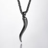 Cornicello Italian Horn Stainless Steel Amulet Pendant Chain Necklace