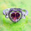 Pink & White Heart Cubic Zirconia 925 Sterling Silver Engagement Ring