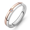 His & Hers Cubic Zirconia Black and Rose Gold Lines Wedding Rings