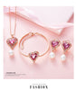 Crystal Heart Rose Gold Necklace, Bracelet & Earrings Jewelry Set