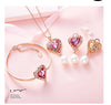 Crystal Heart Rose Gold Necklace, Bracelet & Earrings Jewelry Set