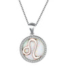 Leo Zodiac Crystal Sterling Silver Pendant Necklace with White, Blue or Pearl Colors