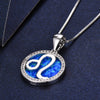 Leo Zodiac Crystal Sterling Silver Pendant Necklace with White, Blue or Pearl Colors