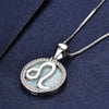 Leo Zodiac Crystal Sterling Silver Pendant Necklace with White, Blue or Pearl Colors