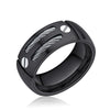 8mm Cable & Screw Inlay Black Titanium Wedding Band